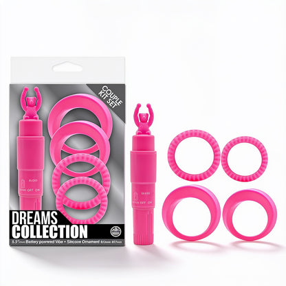 Kit com 1 Vibrador e 4 Anéis Penianos - Dreams Collection Nanma