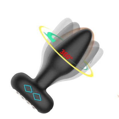 Plug anal vibratório por aplicativo em silicone com rotação 360°