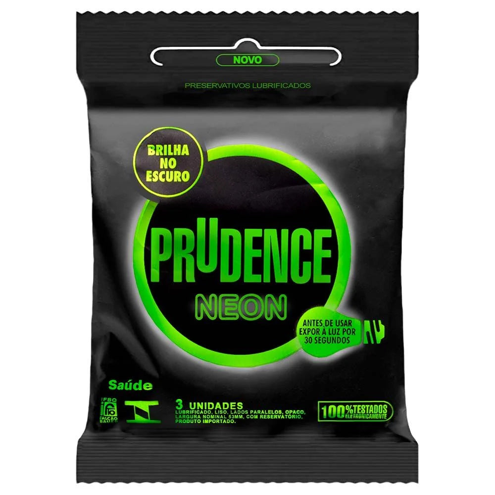 Preservativo Neon Prudence com 3 Unidades