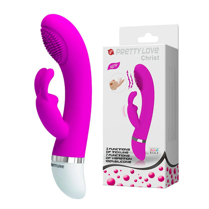 Vibrador Rabbit com Estimulador de Clitóris e Microcerdas - Pretty Love Christ