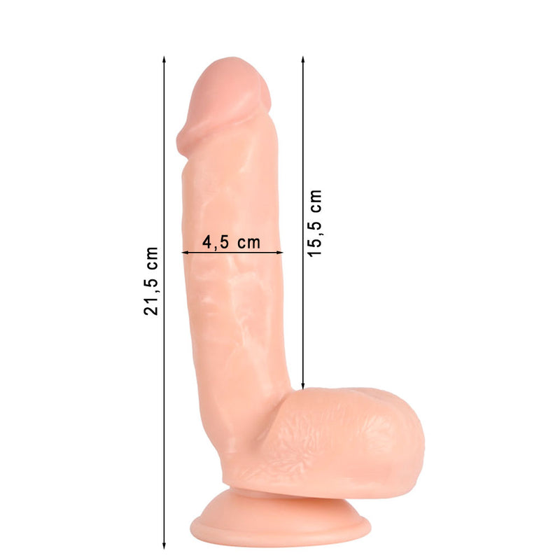 Pênis Super Realístico Ventosa e Textura em Silicone 21,5 cm