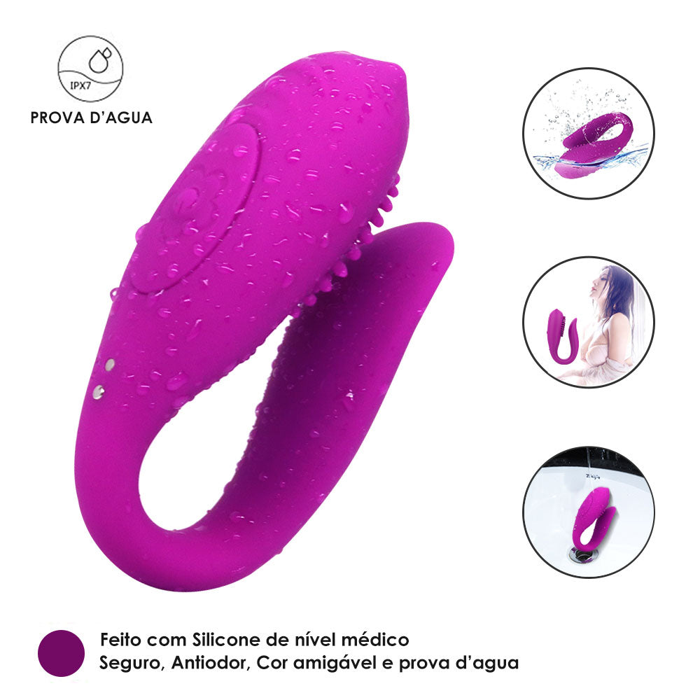 Vibrador de Casal Alice à Prova d' Água com Controle 9,5 cm x 3,5 cm