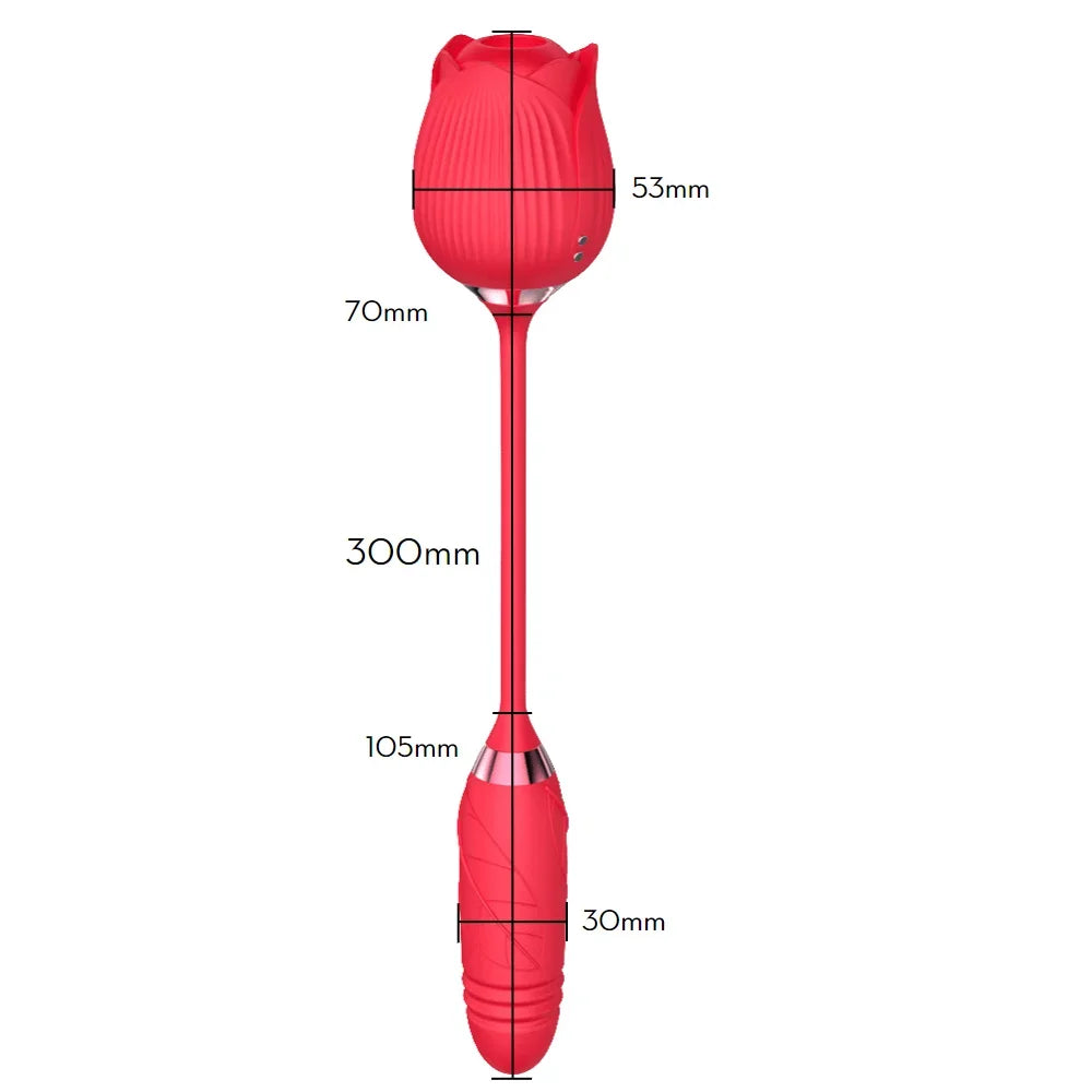 Estimulador clitoriano duplo com Tecnologia de Vibroar em formato de flor e capsula vai e vem ponto