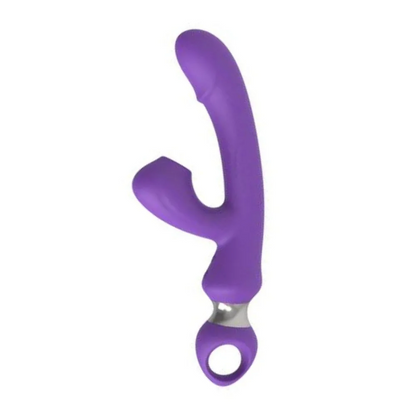 Vibrador em formato glande ponto G com estimulador por sucção