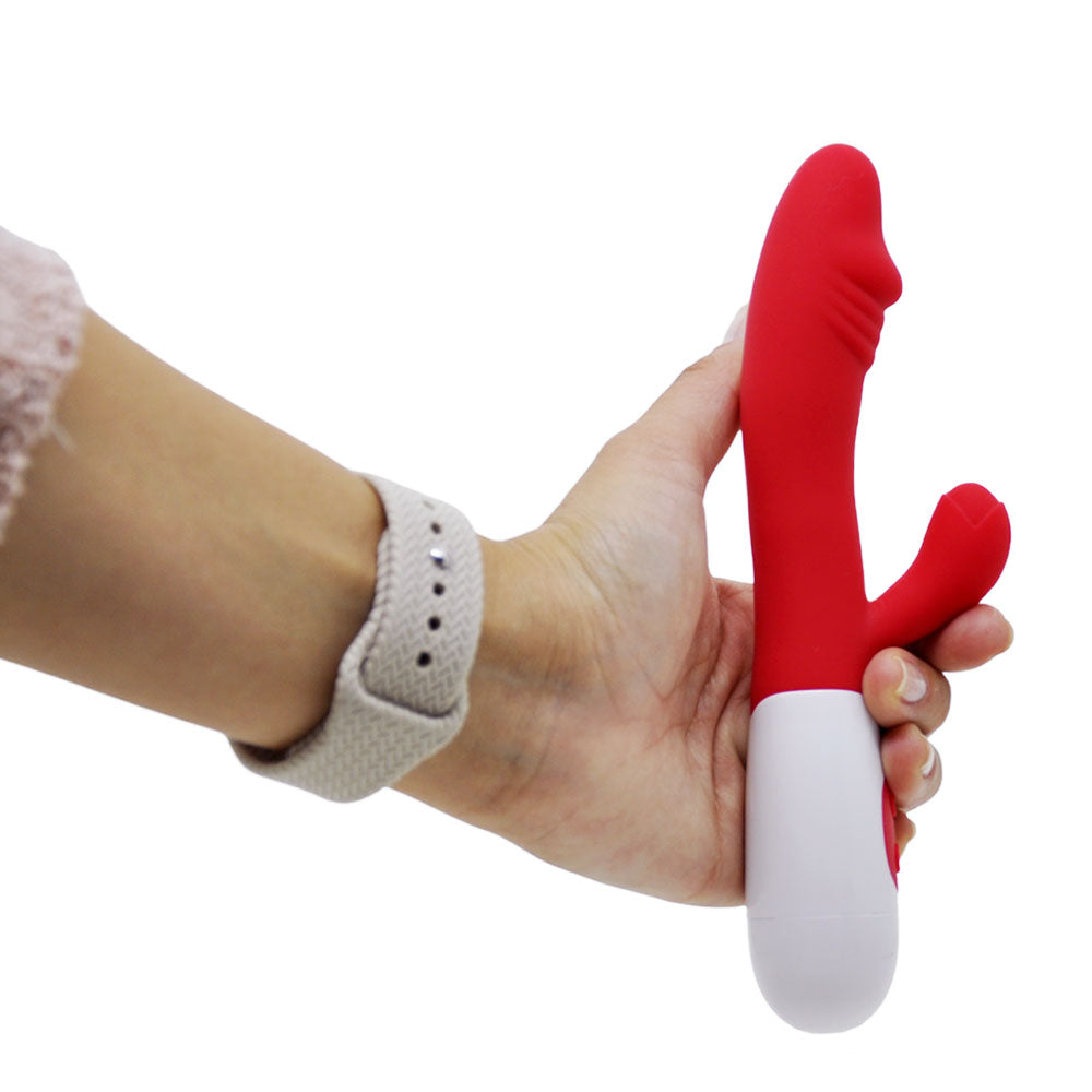 Vibrador de Ponto G e Clitóris á Pilhas - vermelho