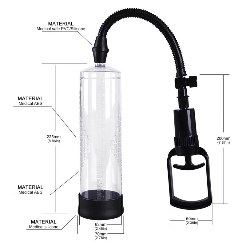 Bomba Peniana Manual com Controle de Pressão e Mangueira Flexível