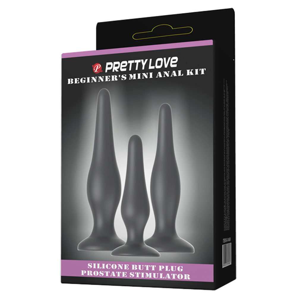 Kit Plug Anal Iniciante 3 Tamanhos Diferentes - Pretty Love