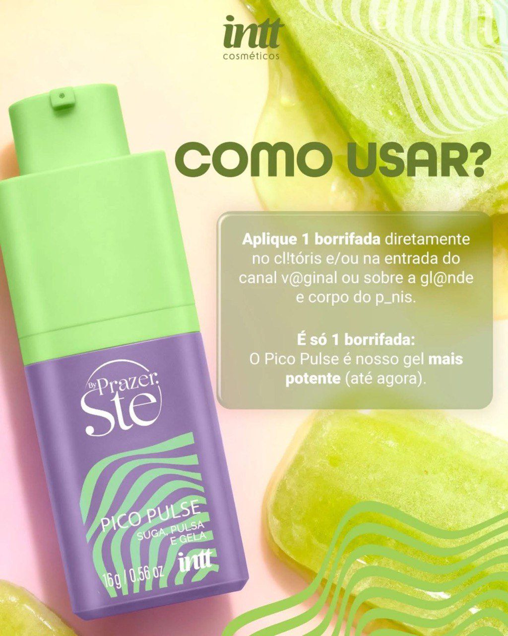 Pico Pulse Uva Verde Gel Suga Vibra Pulsa 16G Intt