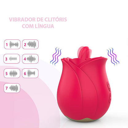 Vibrador em Formato de Rosa Estimulador de Clitóris com Língua