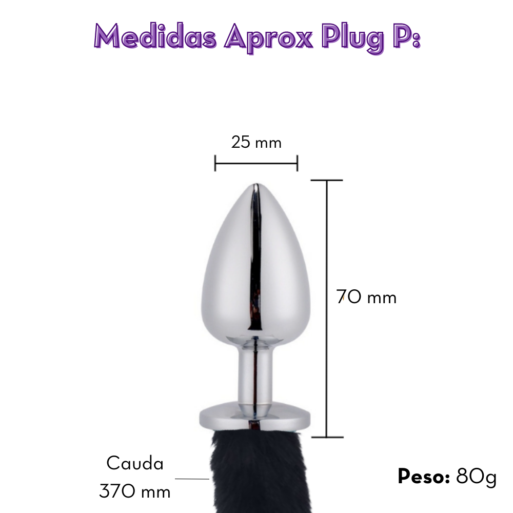 Plug anal de aço com cauda