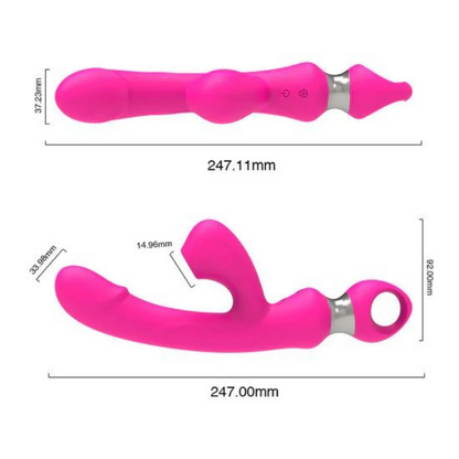 Vibrador em formato glande ponto G com estimulador por sucção