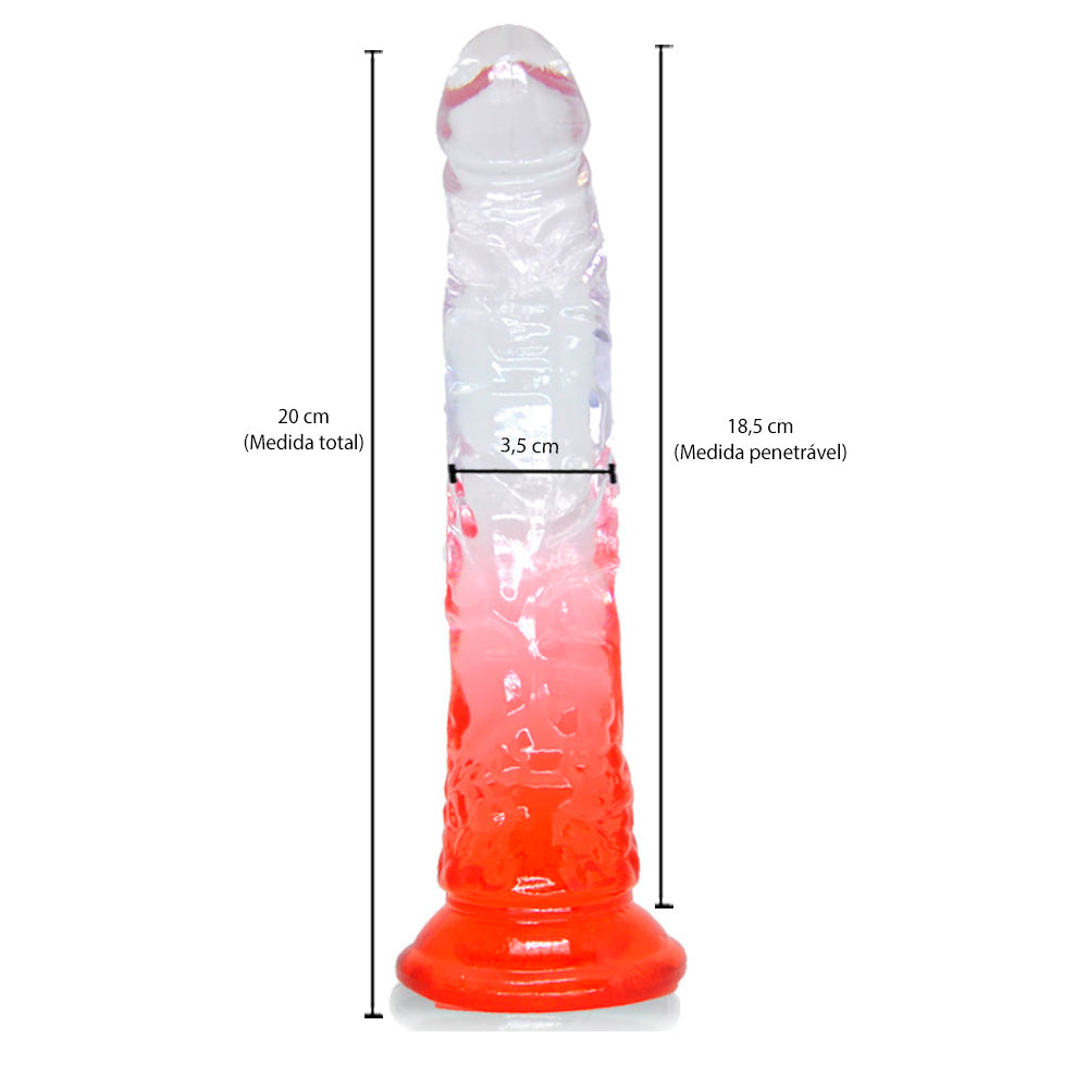 Prótese Peniana Silicone Transparente Flexível com Ventosa