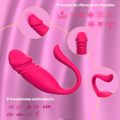 Vibrador de casal vai e vem em formato de glande por aplicativo