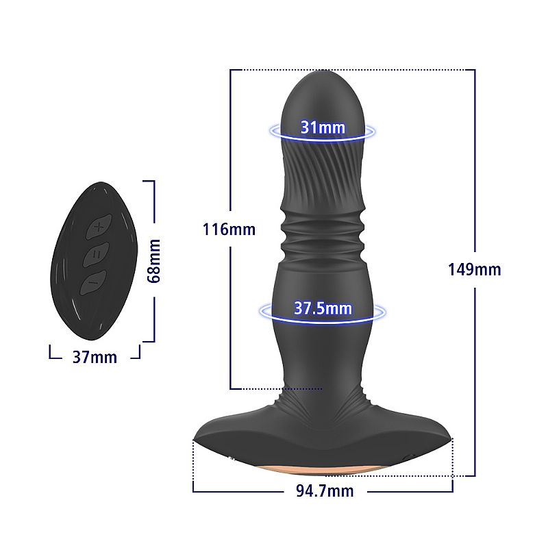 Plug Anal com Vibro - Vai e vem - Roy-RCT - SI