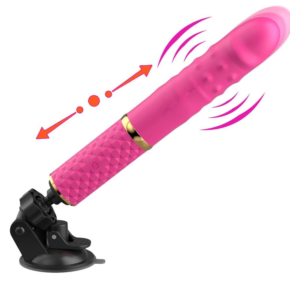 Mini Vibrador Vai e Vem com Ventosa Super Macio Controlado por Aplicativo - Pink