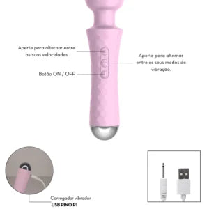 Vibrador massageador varinha mágica - Preto