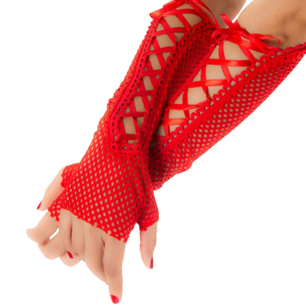 Luva Arrastão com Fitas de Cetim para Amarrar - Pimenta Sexy