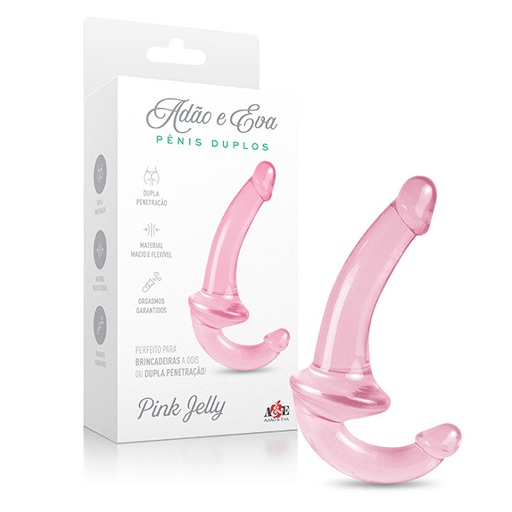 Pênis Duplo Rosa Strapless Macio - Pink Jelly - Adão e Eva