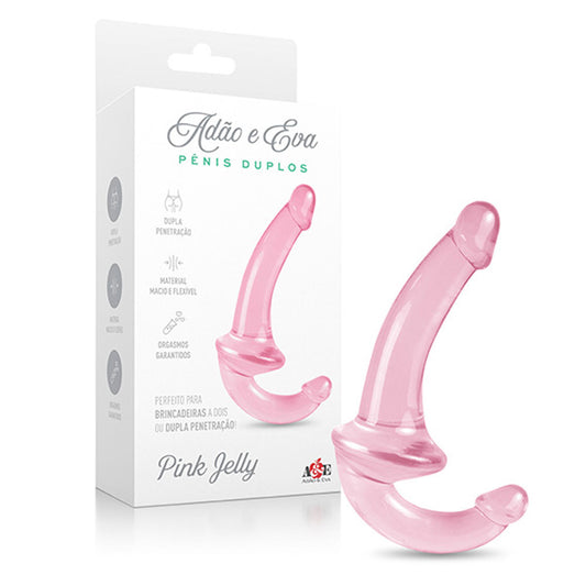 Pênis Duplo Rosa Strapless Macio - Pink Jelly - Adão e Eva
