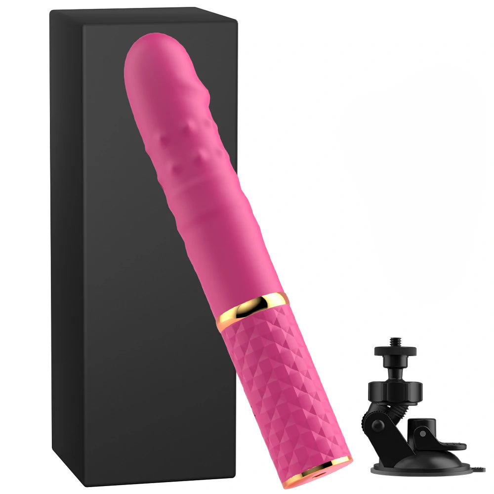 Mini Vibrador Vai e Vem com Ventosa Super Macio Controlado por Aplicativo - Pink