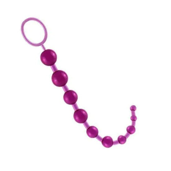 Plug Anal Cordão de Silicone com Esferas Escalonadas e Alça