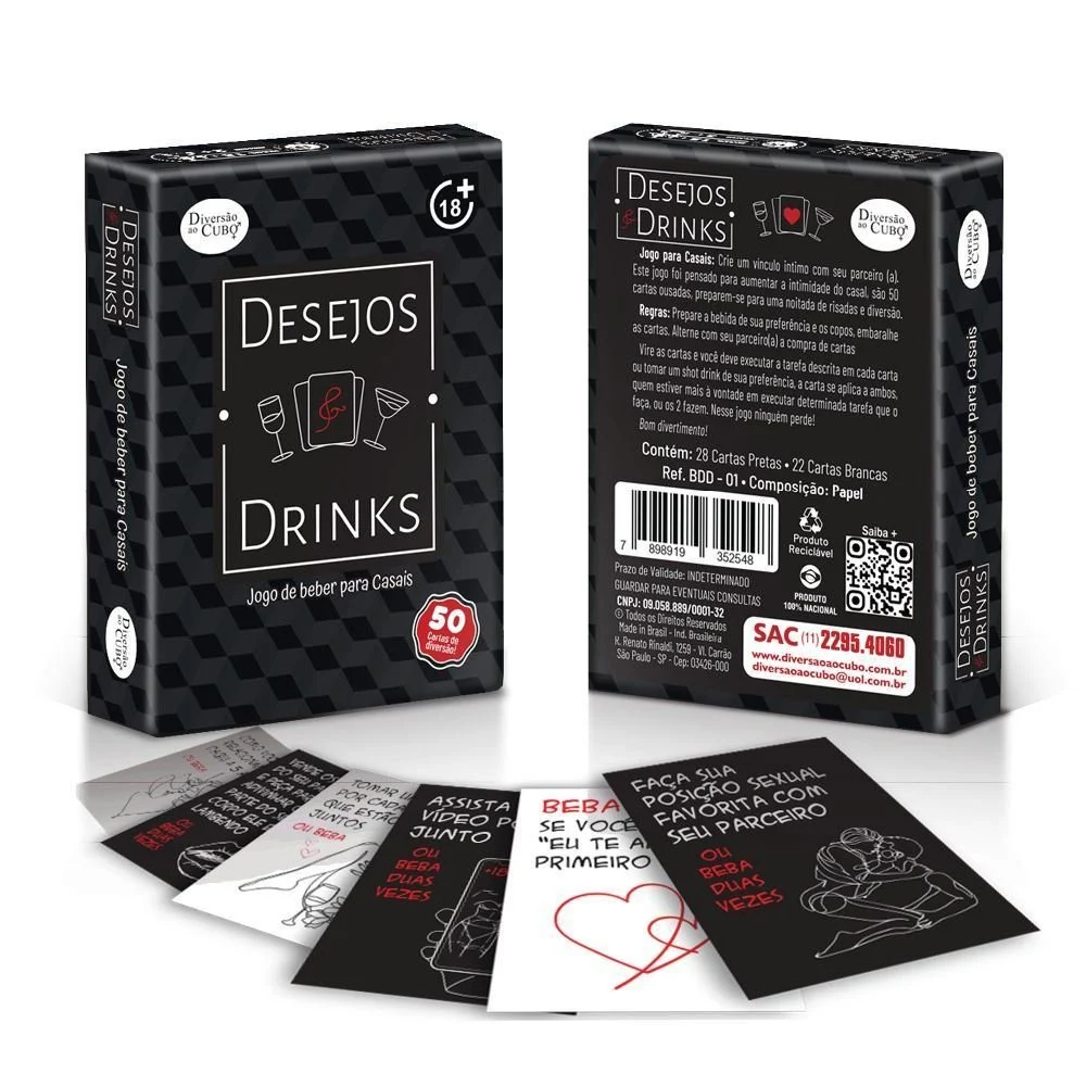 Jogo Desejos e Drinks para Casais – Diversão ao Cubo