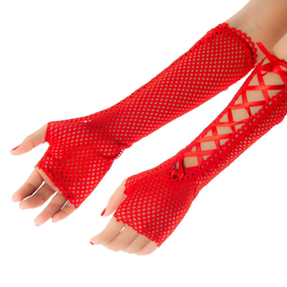 Luva Arrastão com Fitas de Cetim para Amarrar - Pimenta Sexy