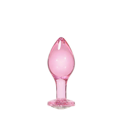 Plug Anal de Vidro com Pedra Brilhante da Base Formato Coração