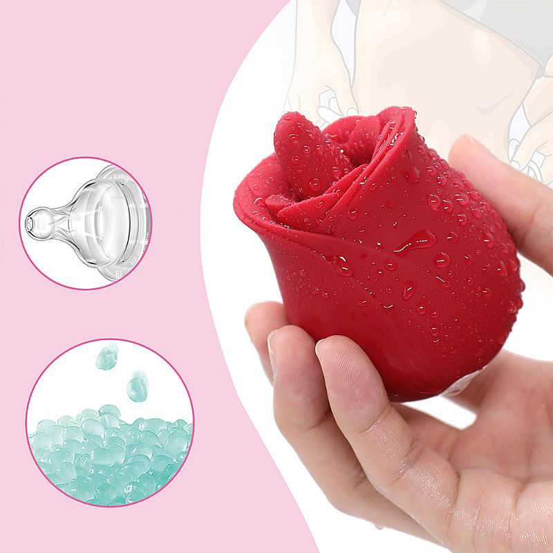 Vibrador em Formato de Rosa Estimulador de Clitóris com Língua