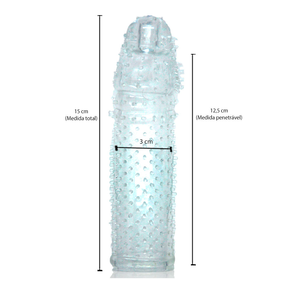 Capa Peniana Transparente com Cerdas Massageadoras 14,5 cm x 3,5 cm
