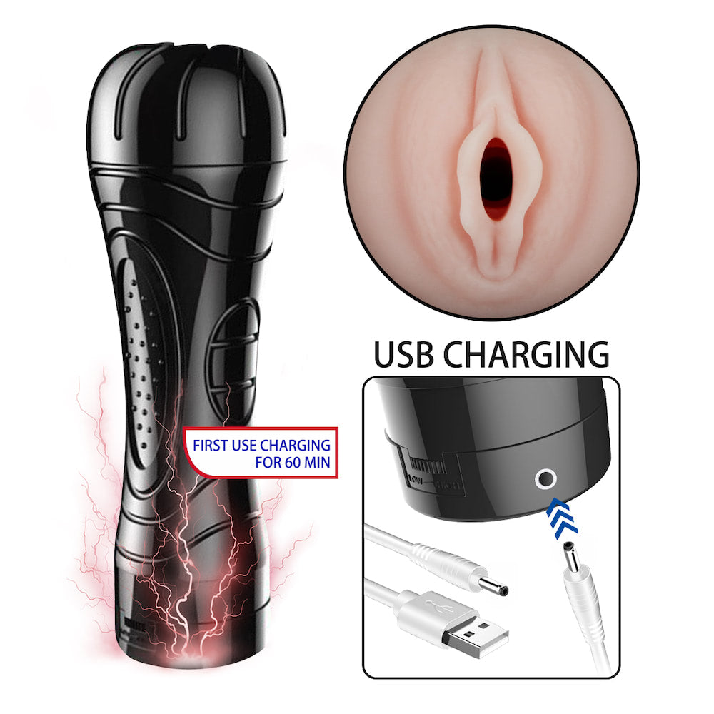 Masturbador Lanterna Recarregável em Formato de Vagina com Vibração Multivelocidade