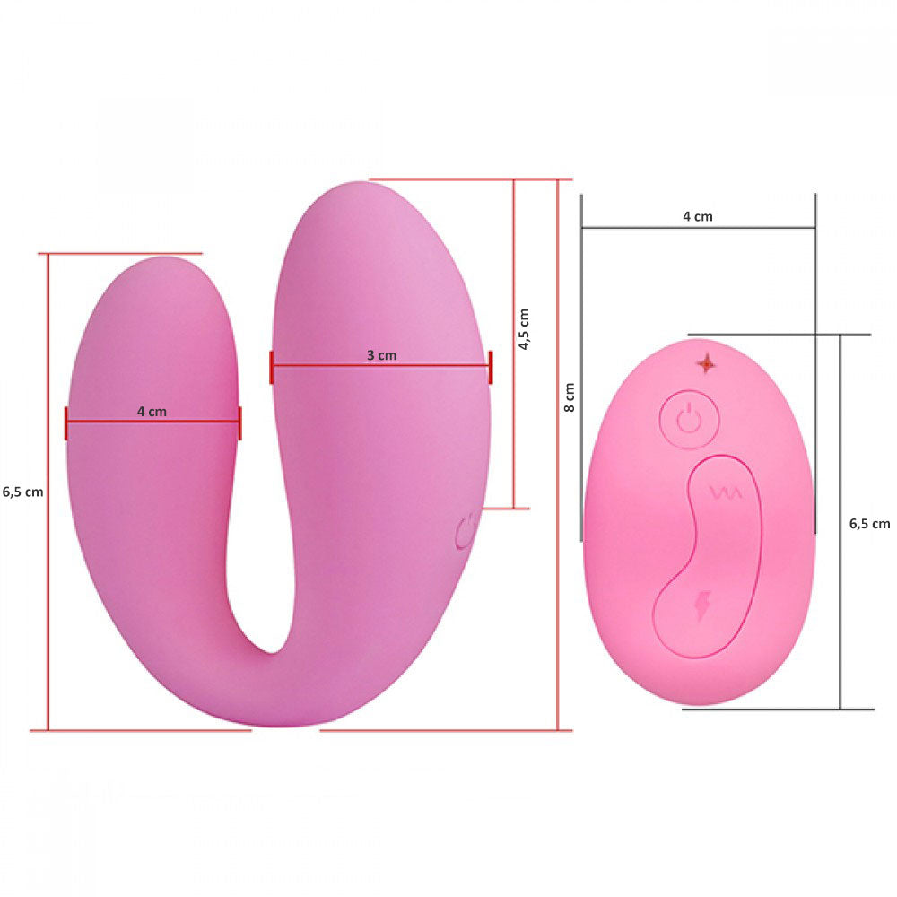 Vibrador de Casal Wireless com 10 Modos de Vibração 14,8 cm x 3 cm - U Smile Aphrodisia