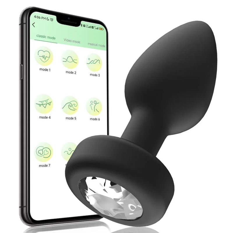 Plug anal de silicone com vibro por aplicativo