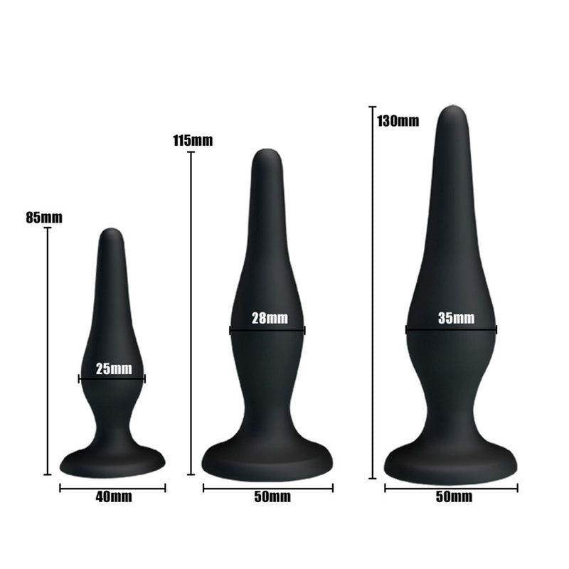 Kit Plug Anal Iniciante 3 Tamanhos Diferentes - Pretty Love