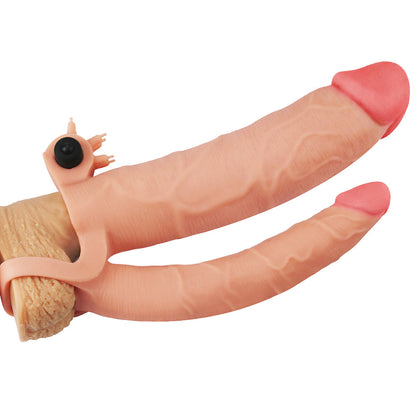 Capa Peniana em Cyberskin Dupla Penetração com Anel e Vibro