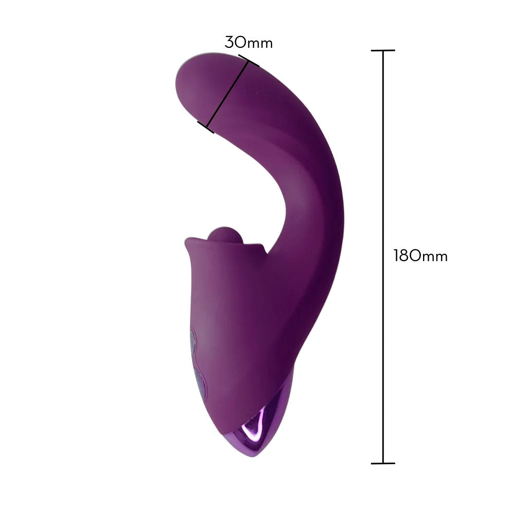Vibrador Duplo Estimulador de Ponto G e Pulsação de Clitóris - Vinho