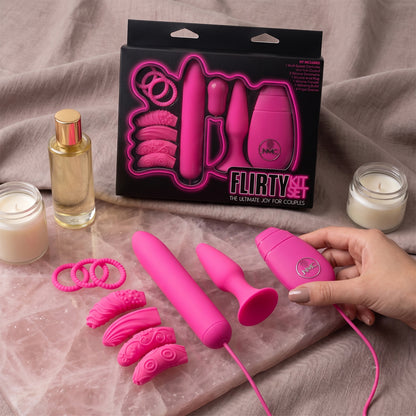 Kit de Intimidade e Vibração Flirty Set - 11 Itens de Alta Performance para Casais