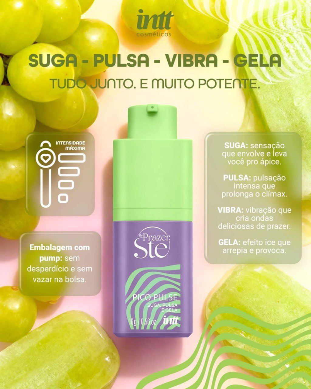 Pico Pulse Uva Verde Gel Suga Vibra Pulsa 16G Intt