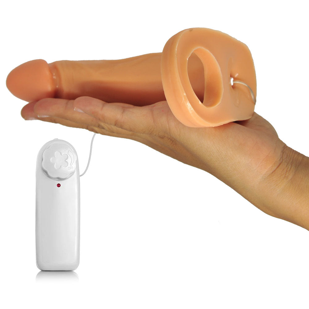 Anel Companheiro Negro - Modelo Longo com Vibrador 16 cm x 3,3 cm