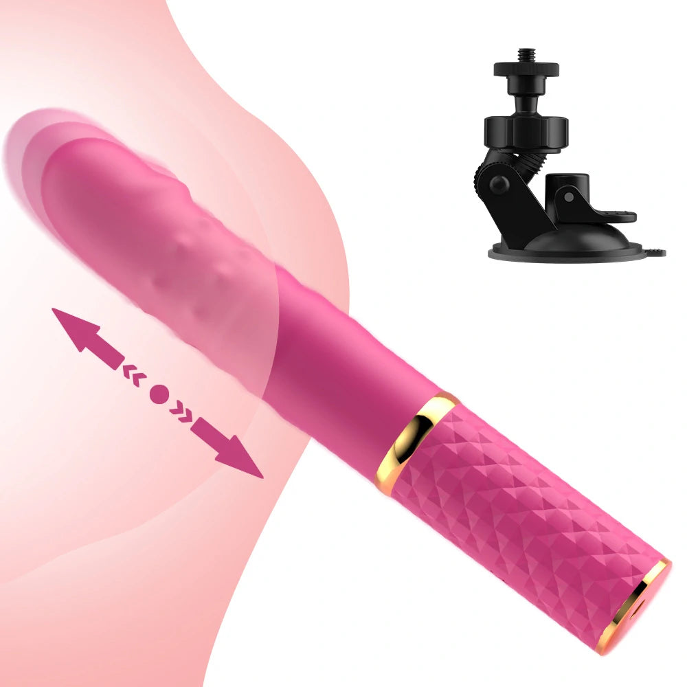 Mini Vibrador Vai e Vem com Ventosa Super Macio Controlado por Aplicativo - Pink