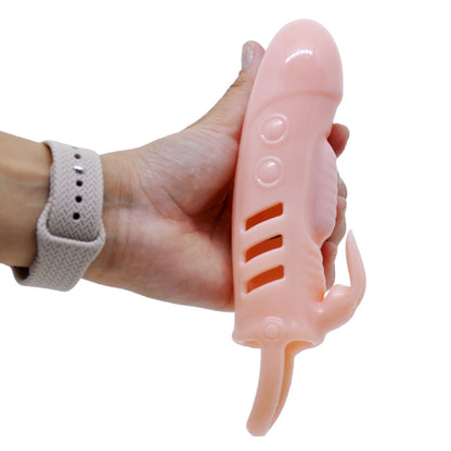 Capa Peniana Extensora em Silicone com Anel e Vibrador - Sloane - Pretty Love