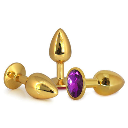 Plug Anal em Aço Inoxidável Dourado com Joia Sortida