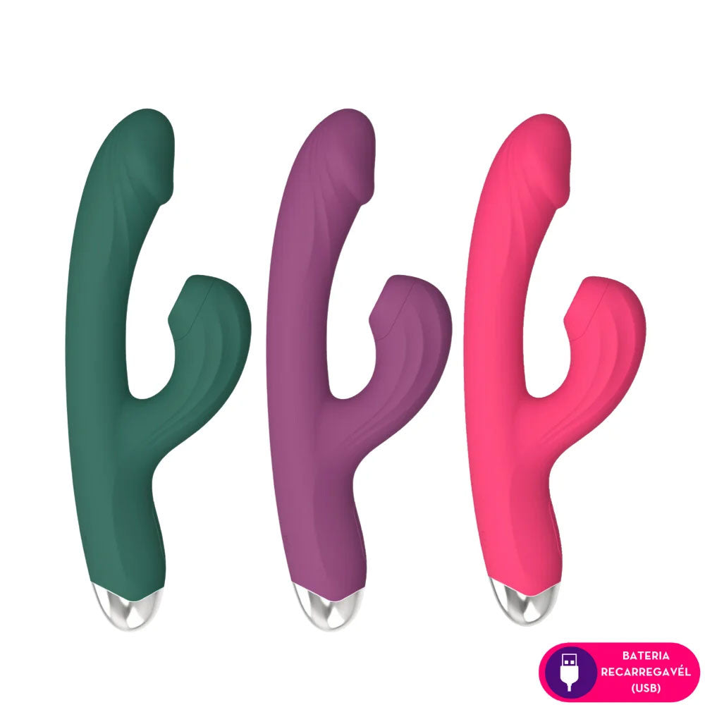 Vibrador Duplo Estimulador de Ponto G e Clitóris Recarregável