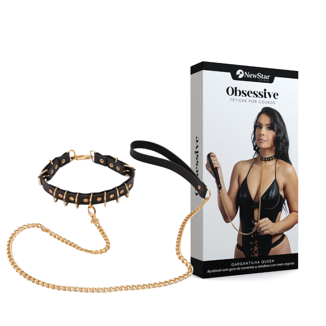 Gargantilha Queen Gold Meia Argolas com Guia e Correntes