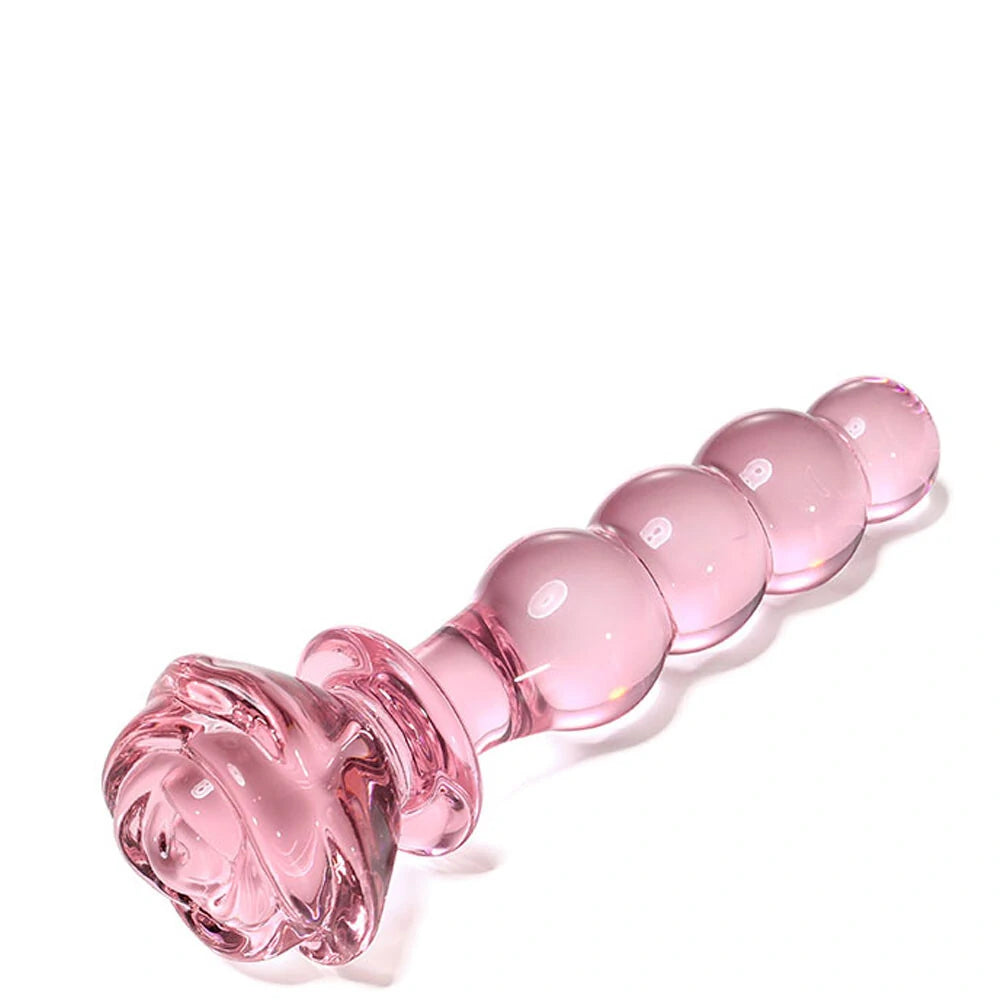 Plug Anal de Vidro com Esferas Escalonadas e Base Floral
