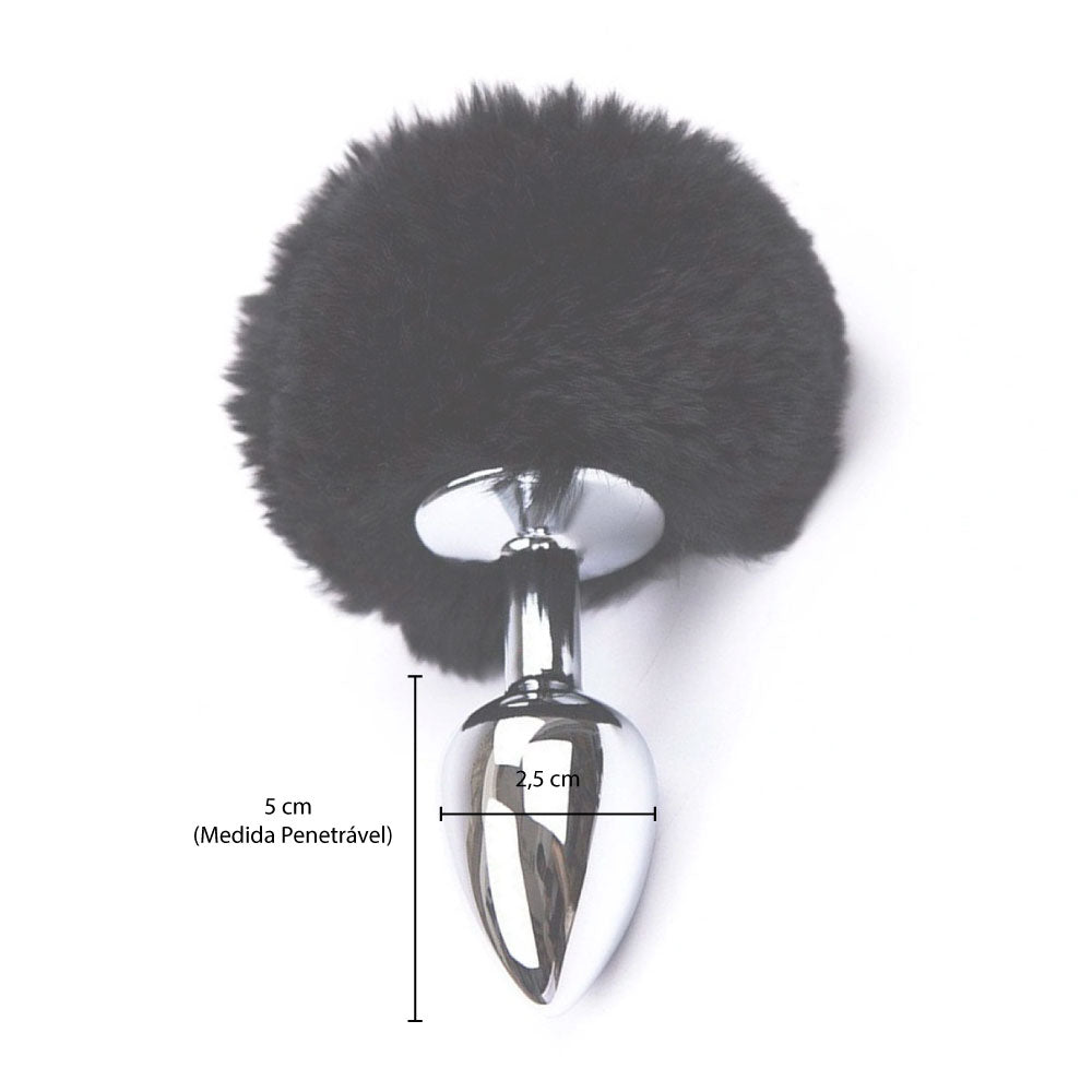 Plug Anal em Metal com Pompom - P