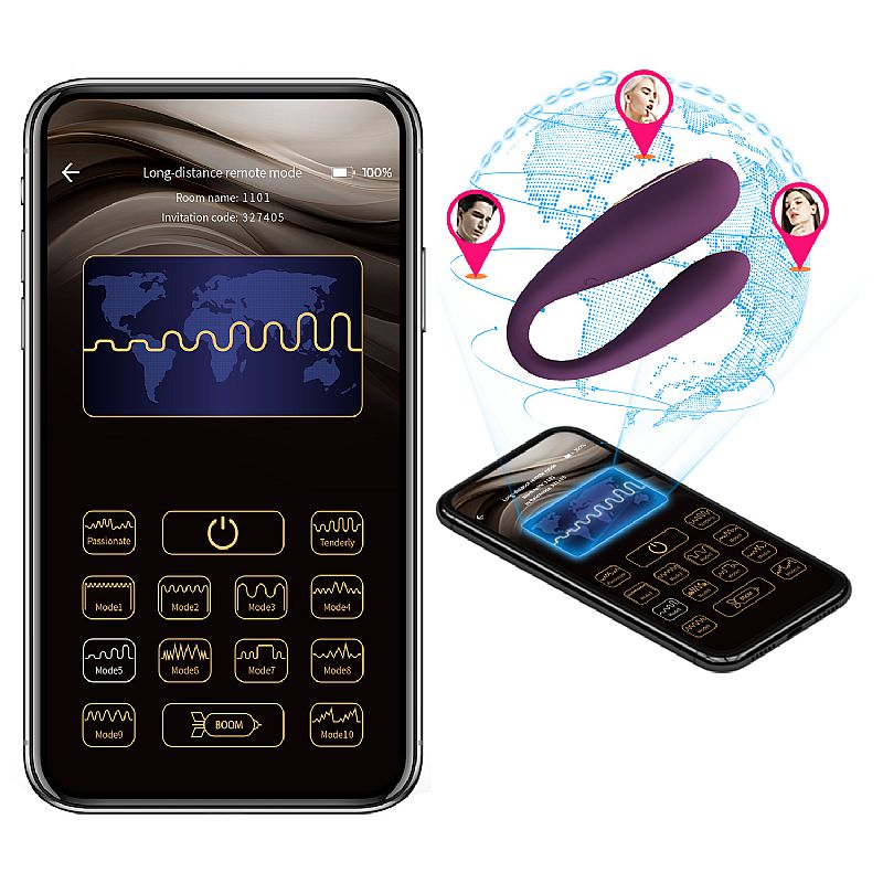 Vibrador de Casal - August - À Longa distância - APP - Pretty Love